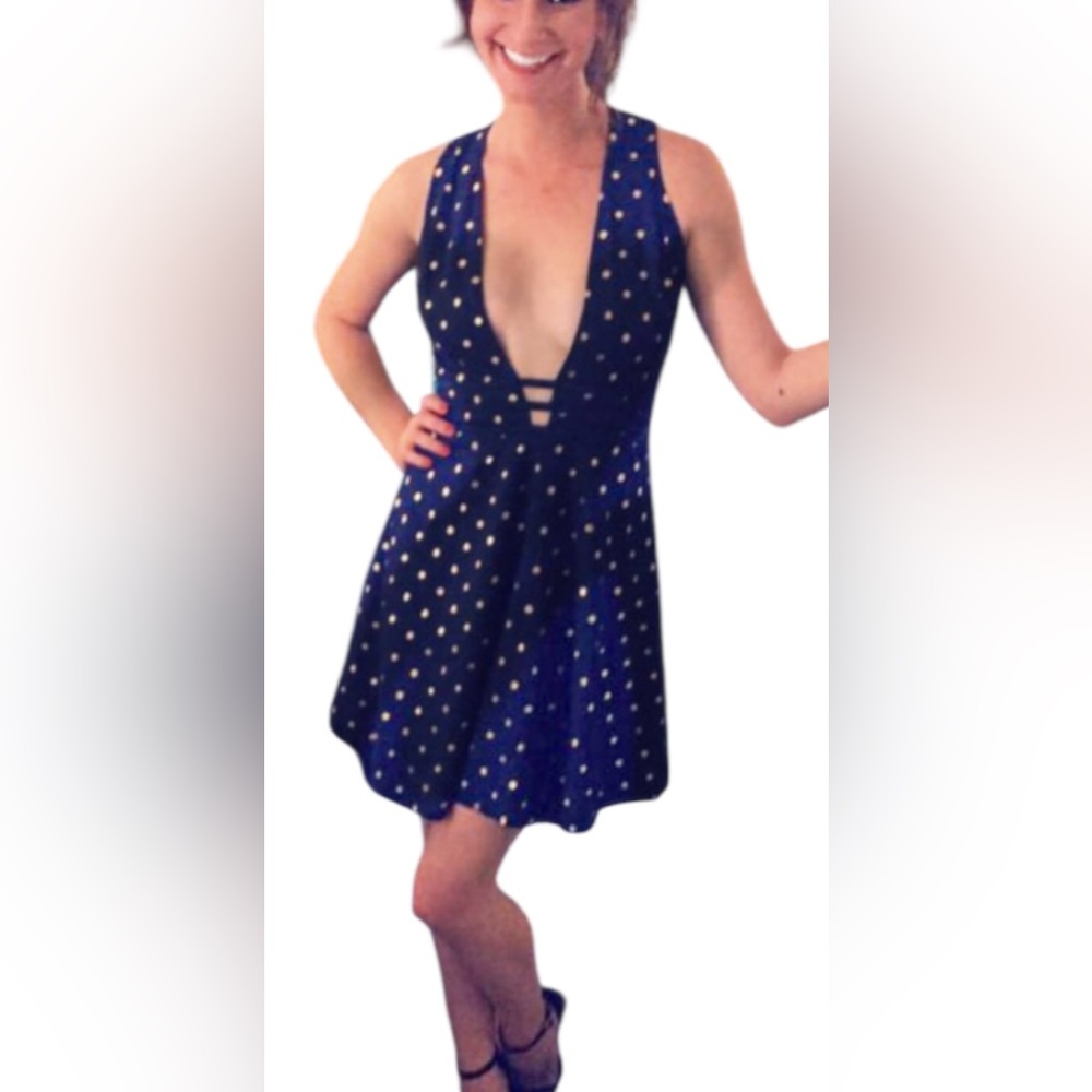 Navy Polka Dot Dress - Showpo - Picture 4 of 7